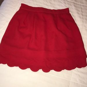 Sugar Lips High Waisted Scallop Red Skirt